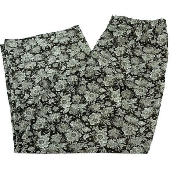 Rena Rowan for Saville Vintage Women’s Wide Leg Green Floral pants Size 14 Petit - Picture 1 of 7